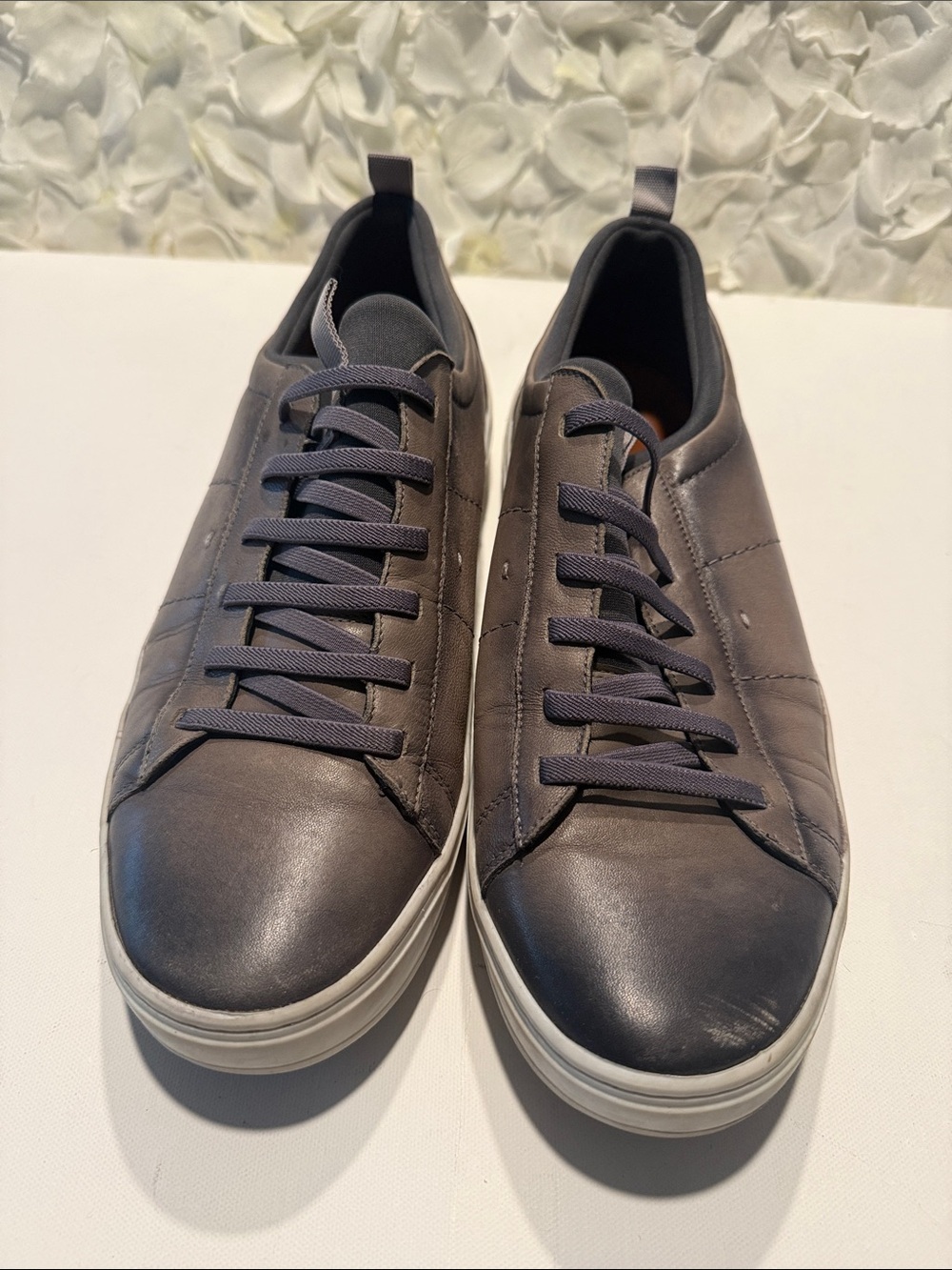 Martin Dingman Men's Gray Leather Low-Top Sneakers